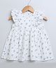 Sweetlime by A.S. Blue Floral Print Flared Cotton Dress - White