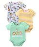 Babyhug Interlock Knit Half Sleeves Onesie With Animal Print Pack of 3 - Multicolor