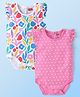 Babyhug 100% Cotton Knit Frill Sleeves Floral & Polka Dots Printed Onesies Pack of 2 - Multicolour