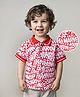 Babyhug Marvel Cotton Knit Half Sleeves Regular Collar T-Shirt with Avengers Text  Graphics - Red