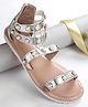 Pine Kids Zipper Closure Studded Sandals - Silver
