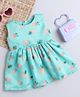 Many frocks & Sleeveless Plant Printed Satin Party Dress - Green