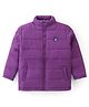 Pine Kids Full Sleeves Quilted Hooded Jacket with Solid Colour - New Purple