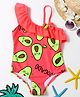 The Mom Store One Shoulder Avocado Printed Swimsuit - Red