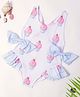 Bubble Berry Sleeveless Cupcake Printed & Bow Detailed Swimsuit - White