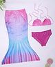 Bubble Berry Sleeveless Mermaid Theme 3 Piece Swimsuit - Blue