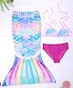 Bubble Berry Mermaid Themed 3 Piece Swimsuit - Blue