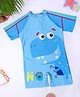 Bubble Berry Half Sleeves Dinosaur Printed Swimsuit - Light Blue