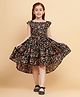Little Marine Cap Sleeves Floral Printed Layered Dress - Multi Colour
