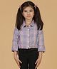 Tales & Stories Three Fourth Sleeves Checked Top - Purple