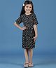 Tales & Stories Viscose Half Sleeves Floral Printed Dress - Black