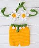 Woonie Floral Designed Crochet New Born Baby Photoshoot Prop Costume Set - Yellow