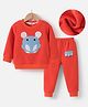Kookie Kids Full Sleeves Winter Wear Suit With Mouse Applique - Orange