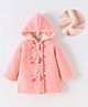 Kookie Kids Full Sleeves Solid Colour Hooded Quilted Jacket With Bow Applique - Pink