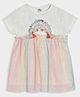 Mi Arcus Cotton Half Sleeves Floral Emboidered Shimmer Detailed   Dress - Multicolor