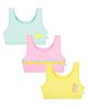 Plan B Sleeveless Pack Of 3 Sun Printed & Striped Sports Bras - Mint Pink & Yellow