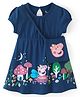 Babyhug Cotton Knit Half Sleeves Frock with Sling Bag Peppa Pig Print - Navy Blue