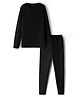 Kanvin Cotton Knit Full Sleeves Thermal Solid Colour Vest & Pant Set - Black