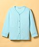 Kanvin Cotton Knit Full Sleeves Front Open Solid Colour Thermal Vest - Aqua Blue