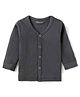 Kanvin Cotton Knit Full Sleeves Front Open Solid Colour Thermal Vest - Charcoal Grey