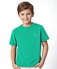 Pine Kids Cotton Knit Half Sleeves Solid T-Shirt With Logo Print - Green