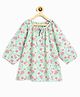 Campana Three Fourth Sleeves Floral Printed Top With Tie Up - Sea Green & Pink