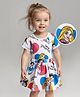 Babyhug Disney Cotton Interlock Half Sleeves Frock With Disney Princess Print - White