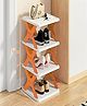House of Quirk 4 Tier Collapsible Shoes Stand Shoe Tower Rack Small EntrywayEasy Assembly and Stable in StructureCorner Storage Cabinet for Saving Space  - Orange