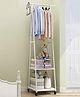 House of Quirk Coat Jacket Hat Hanger Mobile Multi Function Stand Organizer De Clutter Your Doors Wash Rooms or Re Wearable Clothes - 160x55x42cm White Iron