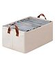 House of Quirk Durable Linen Closet Organizers and Foldable Storage Baskets Rectangle Storage Boxes for Pants Shirt Sweaters Bra Panty Socks  - Beige