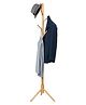 House of Quirk Bamboo Coat and Hat Rack 8 Hooks Coat Stand Clothes Rack Solid Feet for Clothes Scarves and Hats  - Design 3 Light Brown