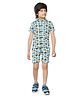 Earth Conscious 100% Cotton Knit Half Sleeves Jocker Pinted Shirt With Coordinating Shorts Set - Pista Green