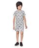 Earth Conscious 100% Cotton Half Sleeves Construction Vehicles Printed Tee With Coordinating Shorts Set - Grey