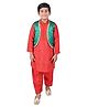 Itsmycostume Satin Kashmiri Dress Theme Costume Set - Red & Green
