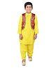 Itsmycostume Satin Kashmiri Dress Theme Costume Set - Yellow & Maroon