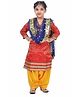 Itsmycostume Brocade Punjabi Dress Theme Costume Set - Red & Yellow