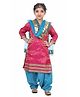 Itsmycostume Brocade Punjabi Dress Theme Costume Set - Magenta & Turquoise