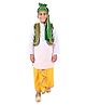 Itsmycostume Satin  Punjabi Dress Theme Costume Set - White Green & Yellow