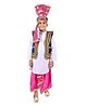 Itsmycostume Satin  Punjabi Dress Theme Costume Set - White Blue & Magenta