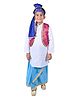 Itsmycostume Satin Punjabi Dress Theme Costume Set - White & Turquoise
