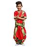 Itsmycostume Satin Half Sleeves Bharatnatyam Theme Costume Set - Red
