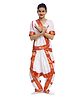 Itsmycostume Satin Half Sleeves Bharatnatyam Theme Costume Set - White
