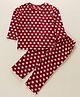 Kanvin Supersoft Extra Warm Velour Full Sleeves Winter Wear Night Suit with Polka Dots - Maroon