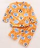 Kanvin Supersoft Extra Warm Velour Full Sleeves Winter Wear Night Suit With Penguin Print - Orange