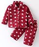 Kanvin Supersoft Extra Warm Velour Full Sleeves Winter Night Suit With Stars Print - Maroon