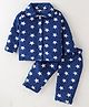Kanvin Supersoft Extra Warm Velour Full Sleeves Winter Night Suit With Stars Print - Navy Blue