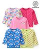 Babyhug 100% Cotton Antibacterial Front Open Jhablas With Floral & Polka Dot Print Pack of 5 - Multicolour