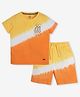 Ed-a-Mamma Cotton Half Sleeves Colour Blocked Tee & Shorts Set - Orange