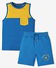 Ed-a-Mamma Cotton Sleeveless Colour Blocked Tee & Shorts - Blue