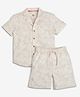 Ed-a-Mamma Cotton Half Sleeves Leaves Printed Shirt & Shorts Set - Beige